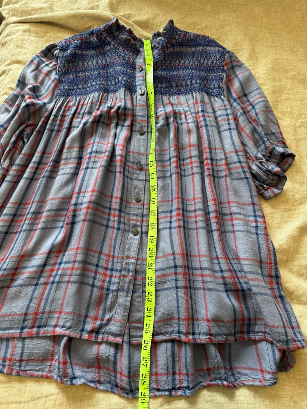 Maeve By Anthropologie Smocked Plaid Button Down Top - Picture 10 of 10